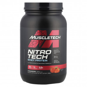 MuscleTech, Nitro-Tech, сывороточный изолят + смесь для роста сухой мышечной массы, клубничный вкус, 907 г (2 фунта) в Москве - eco-herb.ru | фото