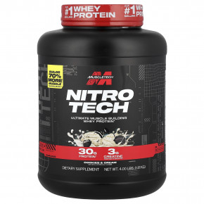 MuscleTech, Nitro-Tech™, сывороточный протеин, печенье и сливки, 1,81 кг (4 фунта) - описание | фото