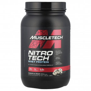 MuscleTech, Nitro Tech, сывороточный протеин, печенье с кремом, 998 г (2,20 фунта) - описание