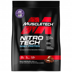 MuscleTech, Nitro-Tech®, сывороточный протеин, со вкусом молочного шоколада, 4,54 кг (10 фунтов) в Москве - eco-herb.ru | фото