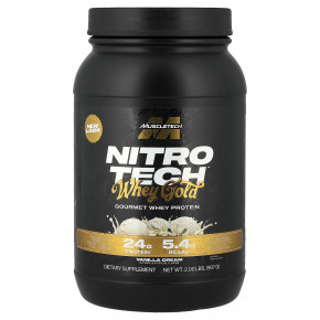 MuscleTech, Nitro-Tech™ Whey Gold, сывороточный протеин для гурманов, со вкусом ванильного крема, 907 г (2 фунта) - описание | фото