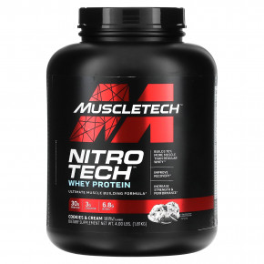 MuscleTech, Nitro-Tech ™, сывороточный протеин, печенье и сливки, 1,81 кг (4 фунта) - описание