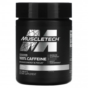 MuscleTech, Platinum 100%, кофеин, 220 мг, 125 таблеток - описание | фото