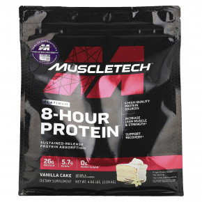 MuscleTech, Platinum 8-Hour Protein™, со вкусом ванильного торта, 2,09 кг (4,6 фунта) - описание | фото