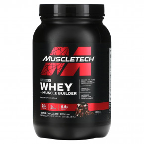 MuscleTech, Platinum Whey + Muscle Builder, тройной шоколад, 817 г (1,8 фунта) - описание | фото