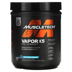 MuscleTech, VaporX5, Next Gen, предтренировочный комплекс, со вкусом Blue Razz Freeze, 266 г (9,40 унции) - описание