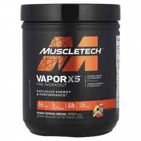 MuscleTech, VaporX5®, перед тренировкой, весенние каникулы в Майами, 272 г (9,6 унции) в Москве - eco-herb.ru | фото