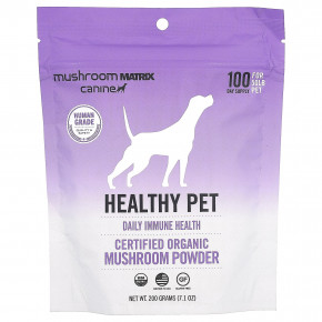 Mushroom Matrix Canine, Healthy Pet, сертифицированный органический грибной порошок, для домашних животных, 50 фунтов, для собак и кошек, 200 г (7,1 унции) в Москве - eco-herb.ru | фото