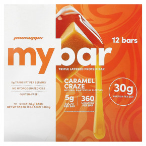 My Bar, трехслойный протеиновый батончик, карамельный вкус, 12 батончиков по 88 г (3,1 унции) (Товар снят с продажи) в Москве - eco-herb.ru | фото