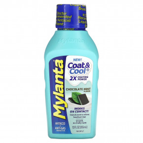 Mylanta, Coat & Cool Antacid + Anti-Gas, шоколад и мята, 355 мл (12 жидк. унц.) - описание | фото