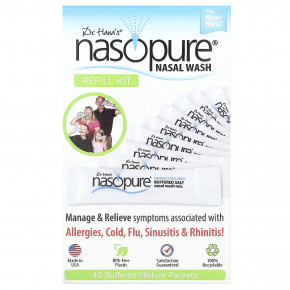 Nasopure, набор для повторного использования промывания носа, 40 пакетиков буферизованной смеси (Товар снят с продажи) в Москве - eco-herb.ru | изображение Nasopure, набор для повторного использования промывания носа, 40 пакетиков буферизованной смеси (Товар снят с продажи) в Москве - eco-herb.ru | фото
