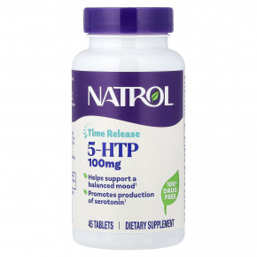 Natrol, 5-HTP, медленное высвобождение, 45 таблеток - описание | фото