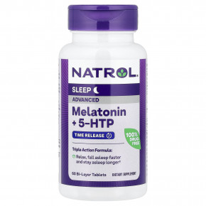 Natrol, мелатонин + 5-HTP, с замедленным высвобождением, 60 двухслойных таблеток в Москве - eco-herb.ru | фото