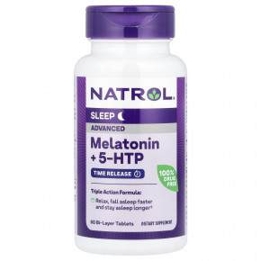 Natrol, Melatonin + 5-HTP, Sleep Advanced, 60 двухслойных таблеток в Москве - eco-herb.ru | фото