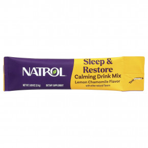 Natrol, Sleep & Restore, успокаивающая смесь для напитков, без мелатонина, лимон и ромашка, 10 пакетиков по 2,6 г (0,09 унции) в Москве - eco-herb.ru | фото