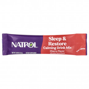 Natrol, Sleep & Restore, успокаивающая смесь для напитков, без мелатонина, вишня, 10 пакетиков по 2,6 г (0,09 унции) в Москве - eco-herb.ru | фото