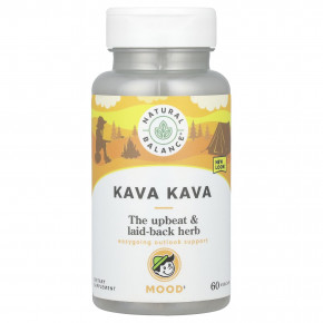 Natural Balance, Кава кава, 60 растительных капсул (450 мг в капсуле) - описание | фото