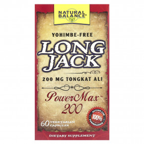 Natural Balance, Long Jack, PowerMax ™, 200 мг, 60 вегетарианских капсул - описание | фото