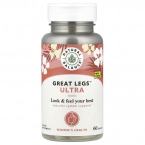 Natural Balance, Women's Health, Great Legs ™ Ultra, 60 растительных капсул - описание | фото