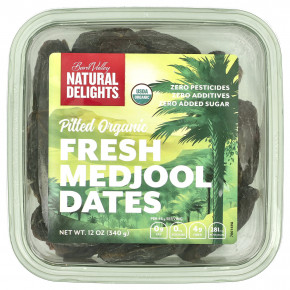 Natural Delights, Органические свежие финики со средним вкусом без косточек, 340 г (12 унций) - описание | фото