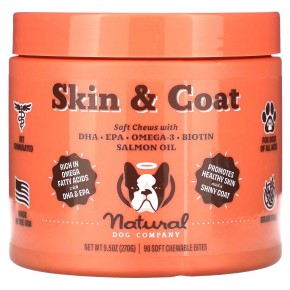 Natural Dog Company, Skin & Hair, для собак всех возрастов, 90 мягких жевательных таблеток, 270 г (9,5 унции) в Москве - eco-herb.ru | фото