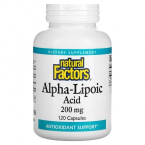 Natural Factors, Альфа-липоевая кислота, 200 мг, 120 капсул - описание