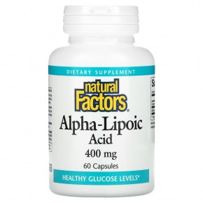 Natural Factors, Альфа-липоевая кислота, 400 мг, 60 капсул - описание