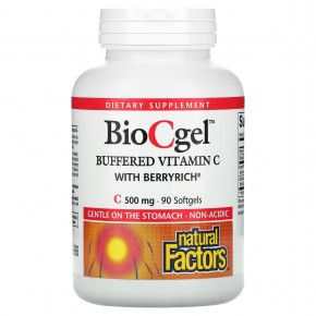 Natural Factors, BioCgel, буферизованный витамин C с BerryRich, 500 мг, 90 мягких таблеток в Москве - eco-herb.ru | фото