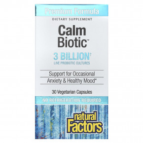 Natural Factors, Calm Biotic™, 3 млрд, 30 вегетарианских капсул - описание | фото