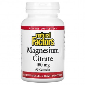 Natural Factors, цитрат магния, 150 мг, 90 капсул - описание