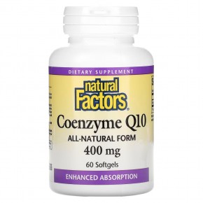Natural Factors, Коэнзим Q10, 400 мг, 60 мягких таблеток - описание
