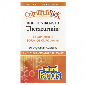 Natural Factors, CurcuminRich®, Theracurmin®, 60 мг, 60 вегетарианских капсул - описание | фото