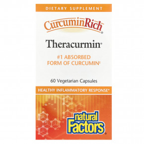 Natural Factors, Curcuminrich®, Theracurmin®, 30 мг, 60 вегетарианских капсул - описание | фото