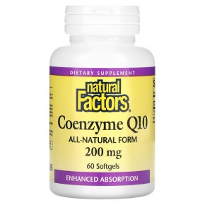Natural Factors, коэнзим Q10, 200 мг, 60 мягких таблеток - описание