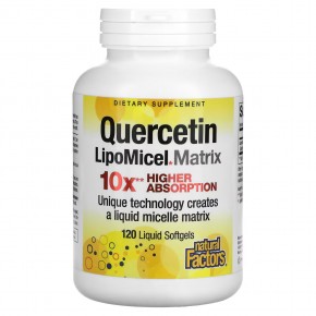 Natural Factors, кверцетин, в мицеллярной форме LipoMicel, 120 капсул с жидкостью - описание