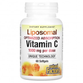 Natural Factors, Liposomal Vitamin C, 500 mg, 60 Softgels в Москве - eco-herb.ru | фото