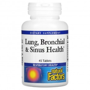 Natural Factors, Здоровье дыхательных путей (Lung, Bronchial & Sinus Health), 45 таблеток - описание