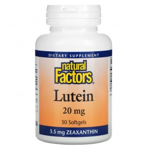 Natural Factors, лютеин, 20 мг, 30 мягких таблеток - описание