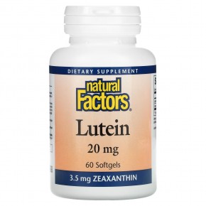 Natural Factors, лютеин, 20 мг, 60 капсул - описание