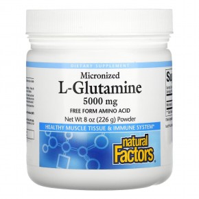 Natural Factors, микронизированный L-глютамин в виде порошка, 226 г (8 унций) - описание