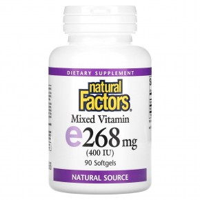 Natural Factors, Смешанный витамин E, 268 мг (400 МЕ), 90 мягких таблеток в Москве - eco-herb.ru | фото
