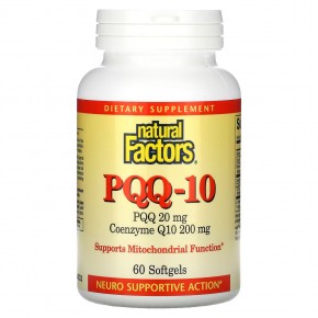Natural Factors, PQQ-10, пирролохинолинхинон 20 мг, коэнзим Q10 200 мг, 60 капсул в Москве - eco-herb.ru | фото