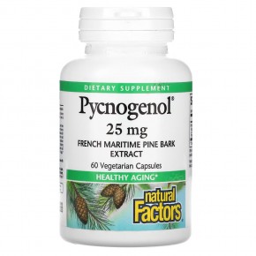 Natural Factors, Pycnogenol, 25 мг, 60 вегетарианских капсул - описание