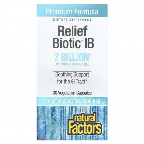 Natural Factors, ReliefBiotic™ IB, 7 млрд, 30 вегетарианских капсул - описание | фото