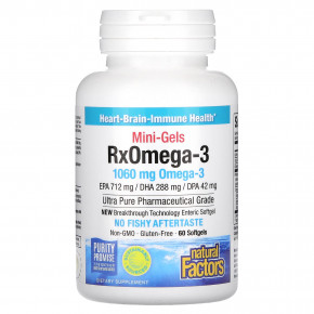 Natural Factors, Rx Omega-3 в мини-капсулах, омега-3, 1060 мг, 60 капсул (530 мг в 1 капсуле) в Москве - eco-herb.ru | фото