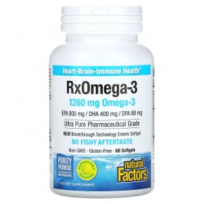Natural Factors, RxOmega-3, 1260 мг, 60 капсул (630 мг в 1 капсуле) - описание