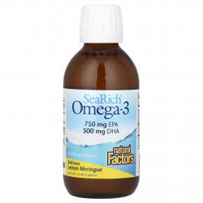 Natural Factors, SeaRich Omega-3, лимонное безе, 200 мл (6,76 жидк. унции) - описание | фото