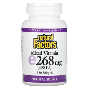Natural Factors, смесь витаминов E, 268 мг (400 МЕ), 180 капсул в Москве - eco-herb.ru | фото