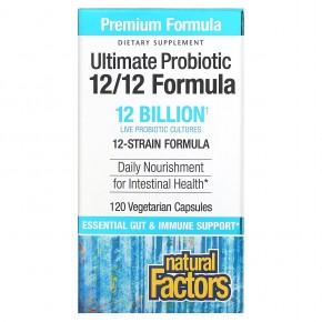 Natural Factors, Ultimate Probiotic, 12/12 Formula, 12 миллиардов КОЕ, 120 растительных капсул - описание