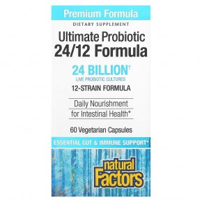 Natural Factors, Ultimate Probiotic, 24/12 Formula, 24 млрд КОЕ, 60 вегетарианских капсул в Москве - eco-herb.ru | фото